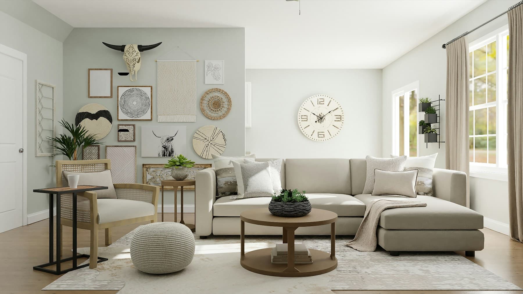 Gallery-style living room with selectable furniture